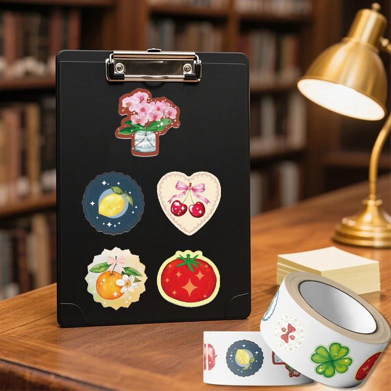 500 قطعة من ملصقات لف الفاكهة على شكل عنصر كرتوني، ملصقات فنية جمالية للكمبيوتر المحمول، خوذة زجاجة مياه للهاتف، شارات تزيين مقاومة للماء #6