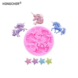 Unicorn horse head pentagram resin jewelry accessories drip mold DIY handmade chocolate flip cake decoration silicone molds