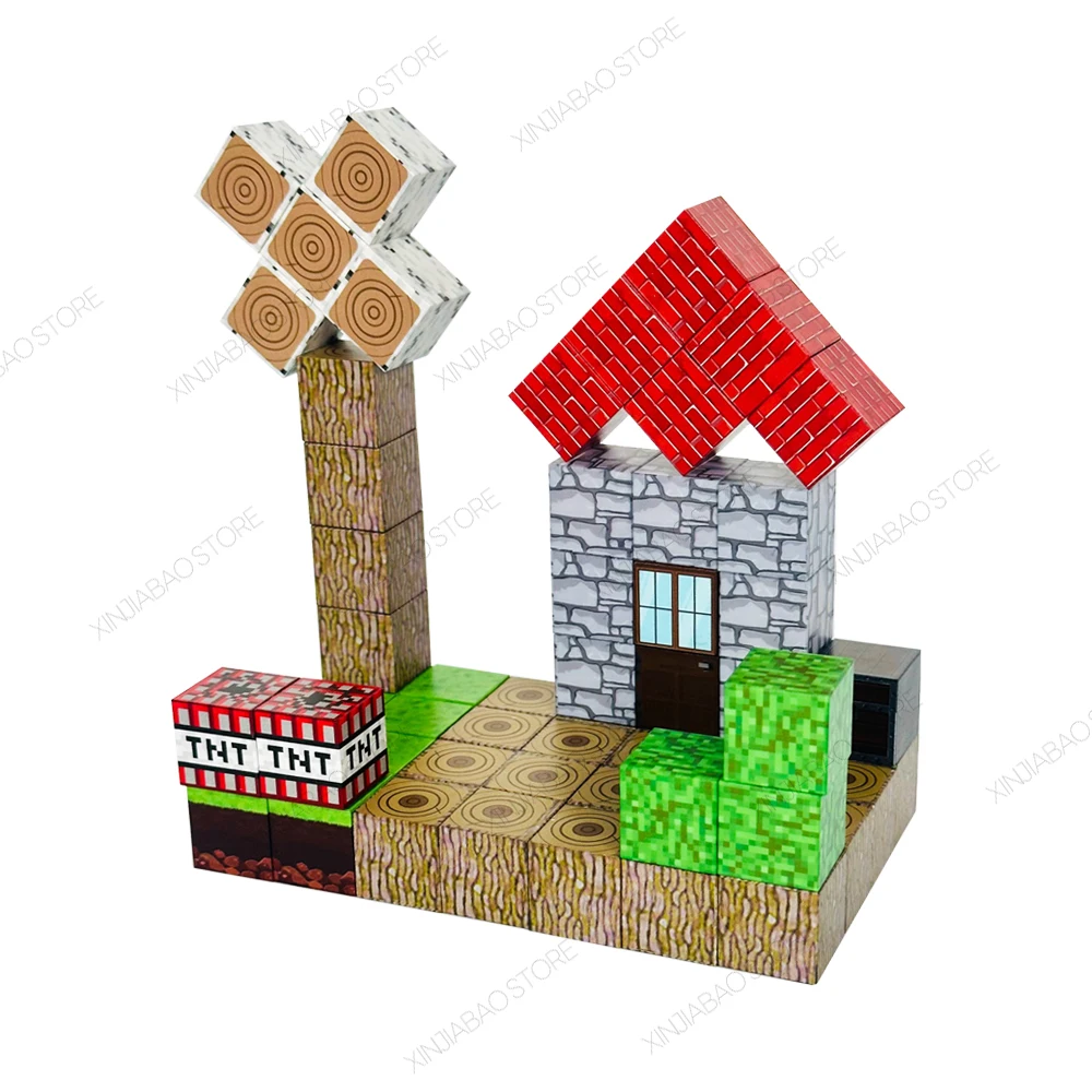 100pcs Magnetic Blocks Magnet Cubes Toys Stacking Forest World Set Stem Montessori Sensory Toys For Kids