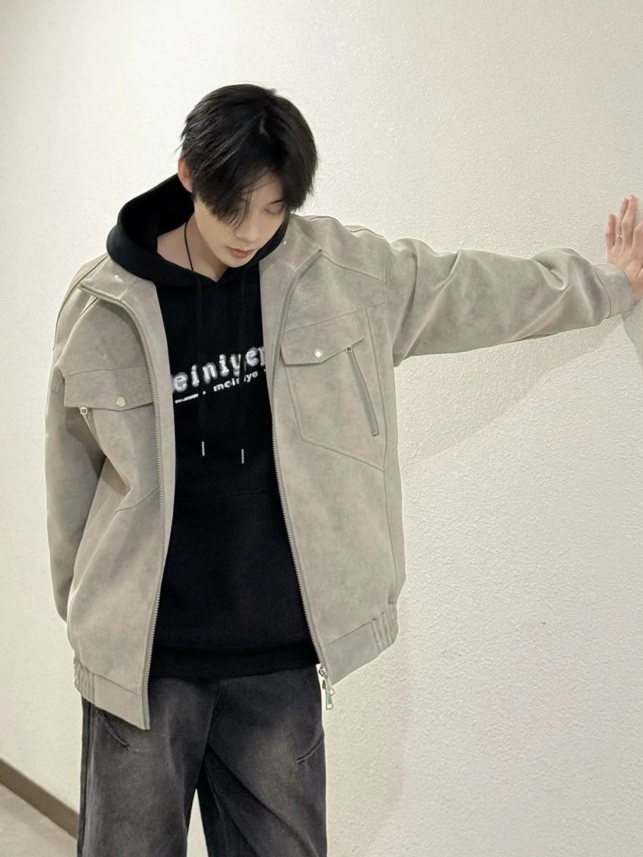 

Мужская куртка из искусственной кожи в стиле ретро, весенне-осеннее байкерское пальто с высокой талией и воротником-стойкой Cleanfit Harrington