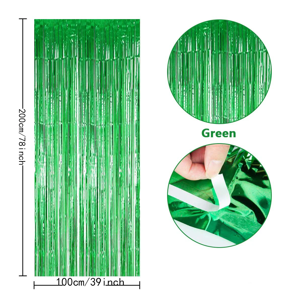 녹색 태슬 레인 커튼, 파티 리본, 세인트 패트릭의 날, 새해 전야, 바 배경 벽 장식에 적합, 2 개