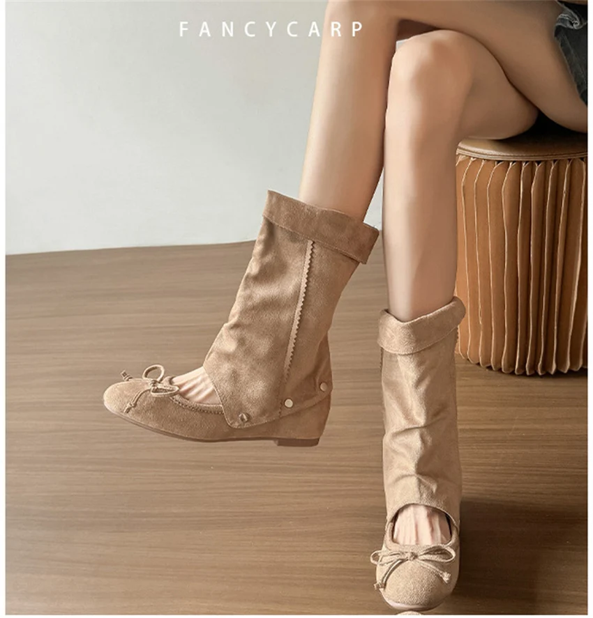 Women's Flats and Loafers Boots Spring Summer Designer Boots for Women Detachable Two-piece Mary Jane Shoes Zapatos De Mujer