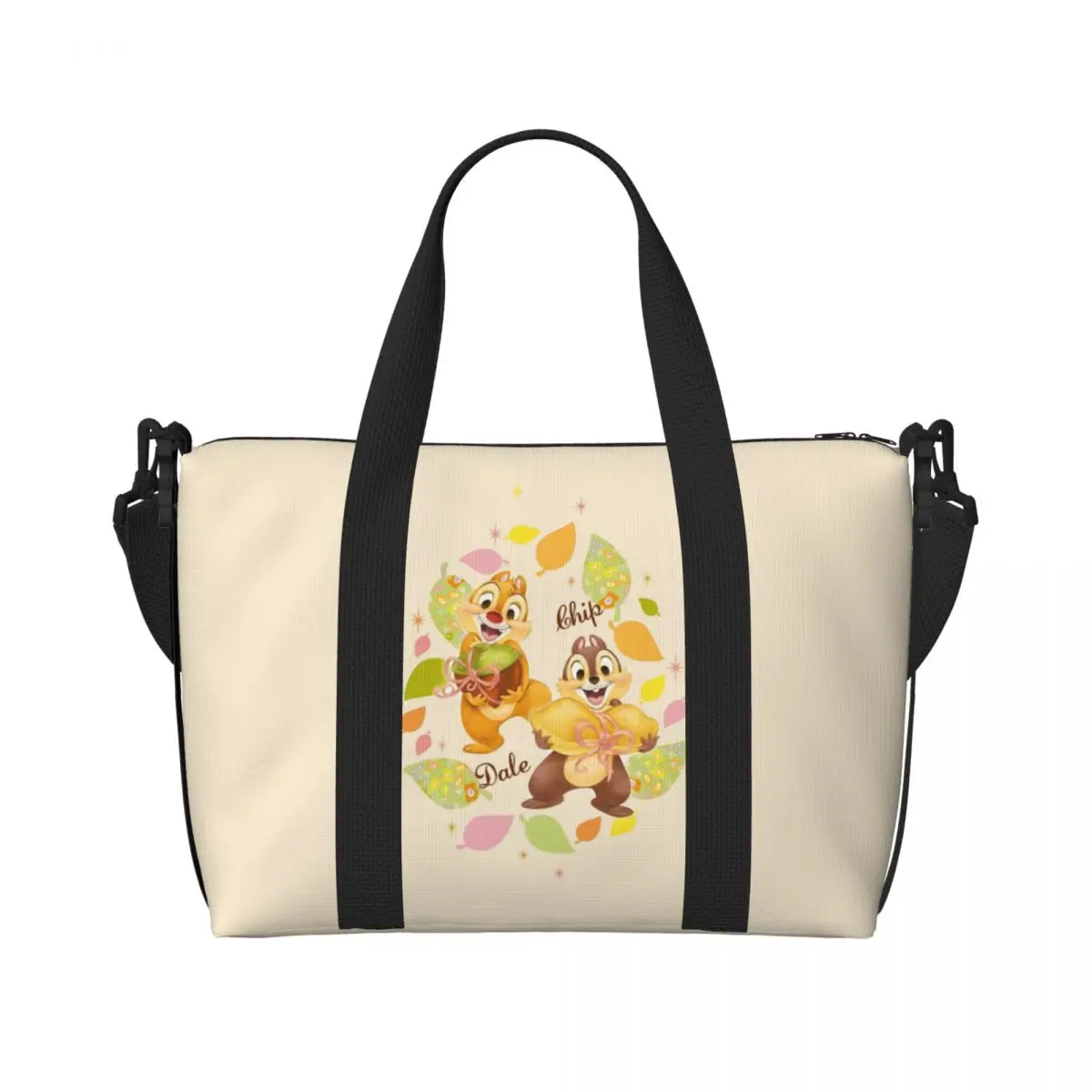 

Пляжная большая сумка на заказ Chip 'n' Dale для женщин, белка, аниме, пляжные дорожные сумки для спортзала с большим отделением