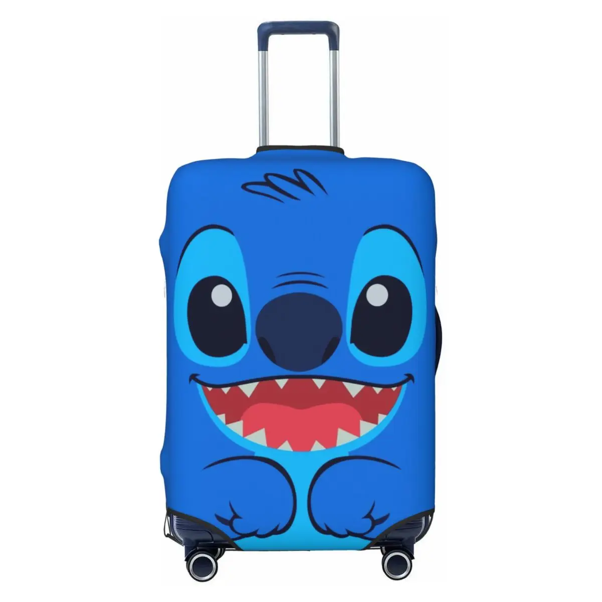 

Custom Kawaii Blue Stitch Face Luggage Cover Funny Cute Suitcase Protector Covers Suit For 18-32 inch