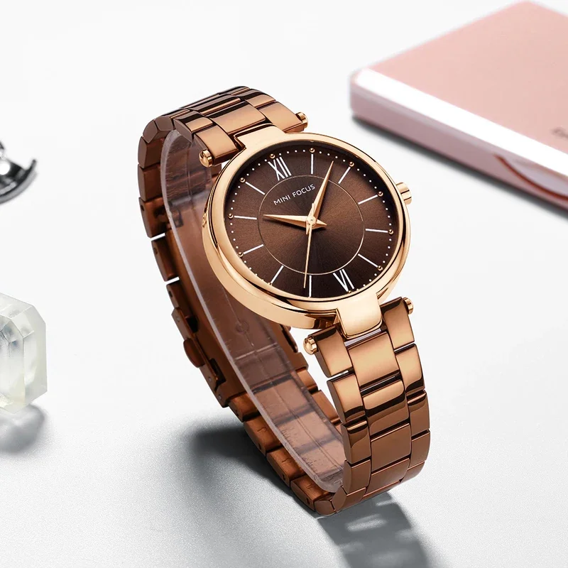 MINI FOCUS 0189L Women's Stainless Steel Strap Watch Waterproof Luxury Quartz Watch Women's Watch Relogio Feminino Luxury