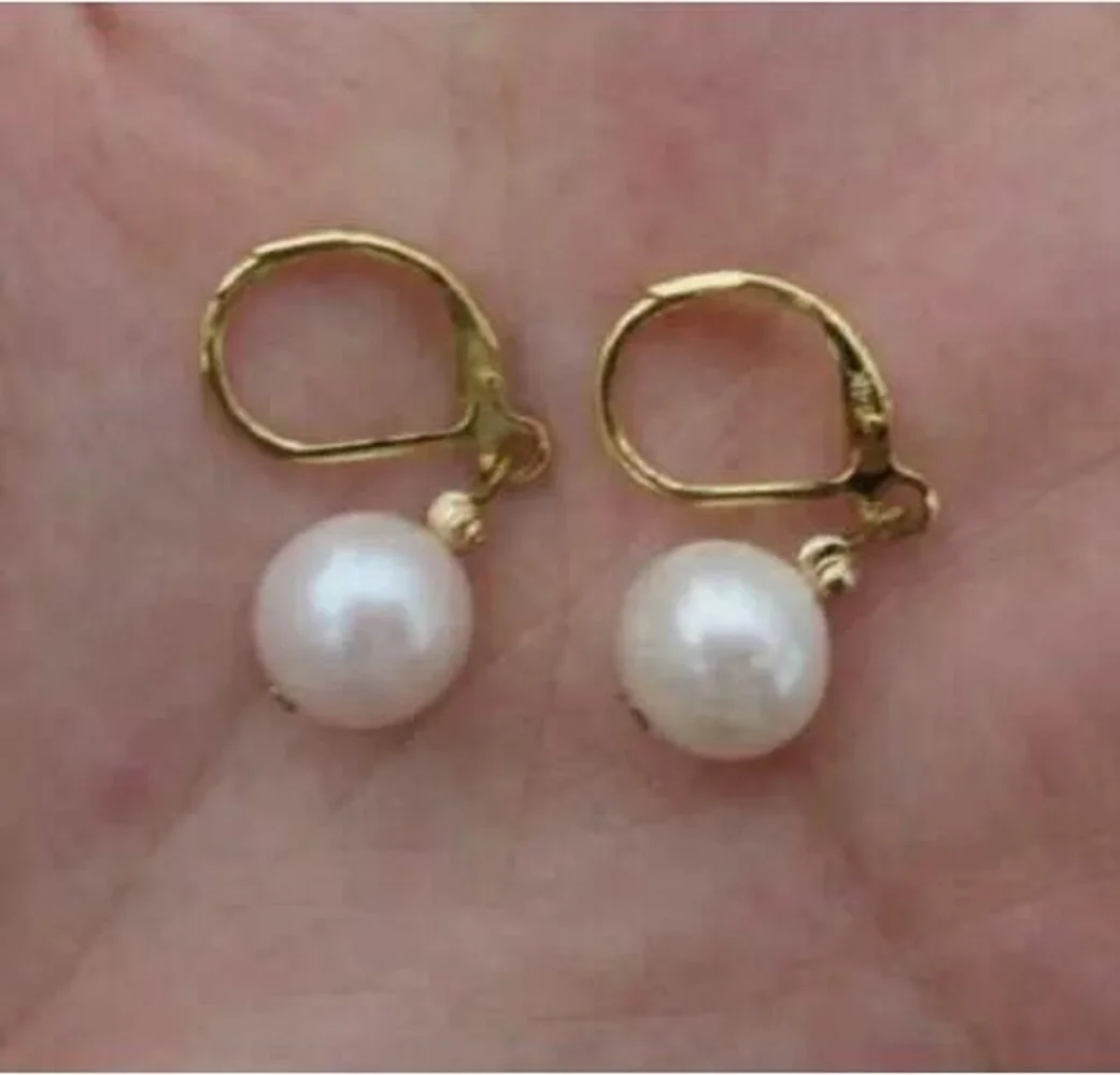 11-12MM 7-8mm Natural Akoya White AAA Pearl Earrings 14k Yellow Gold P Hook