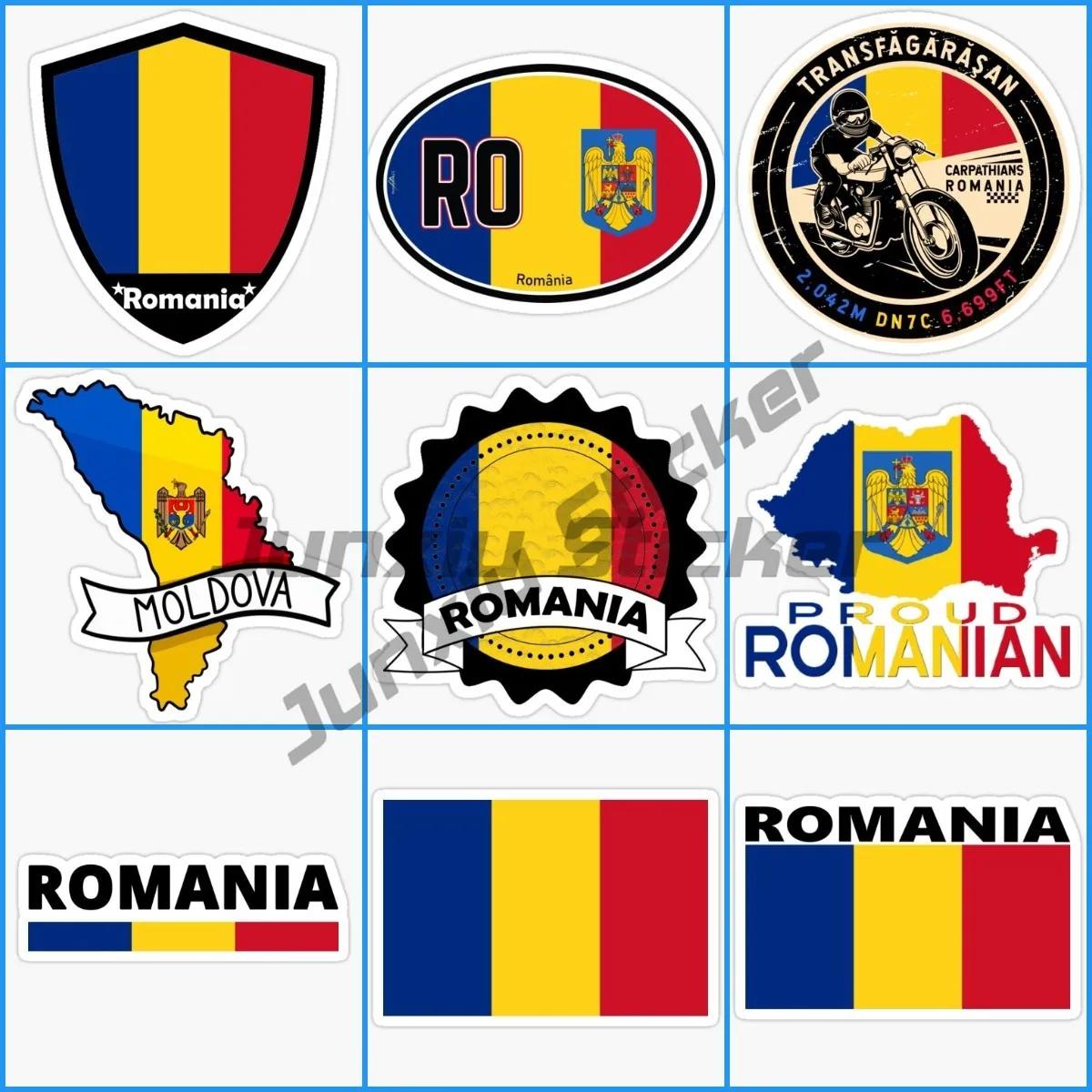 

RO Romanian National Flag National Emblem National Code Letter Heart-shaped Flag Car Sticker Vinyl Waterproof Resistant Sticker