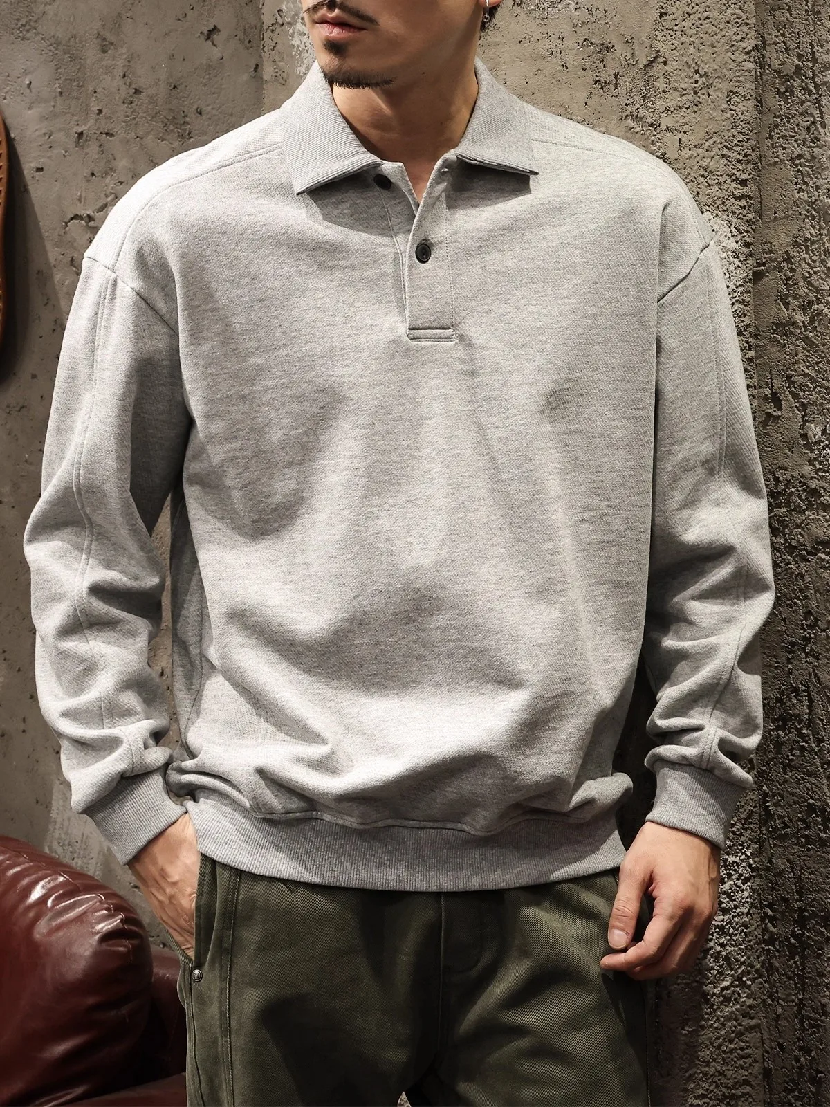 

Large Size Autumn Winter New Sweatirt Men's American Retro Floral ey Collar Long Sve irt Sport Casual Jaet