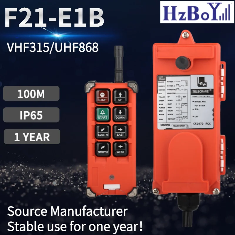 F21-E1B High quality VHF/UHF 12-24/36/220/380V Wireless Industrial Remote Control for Electric Hoist Crane Lift