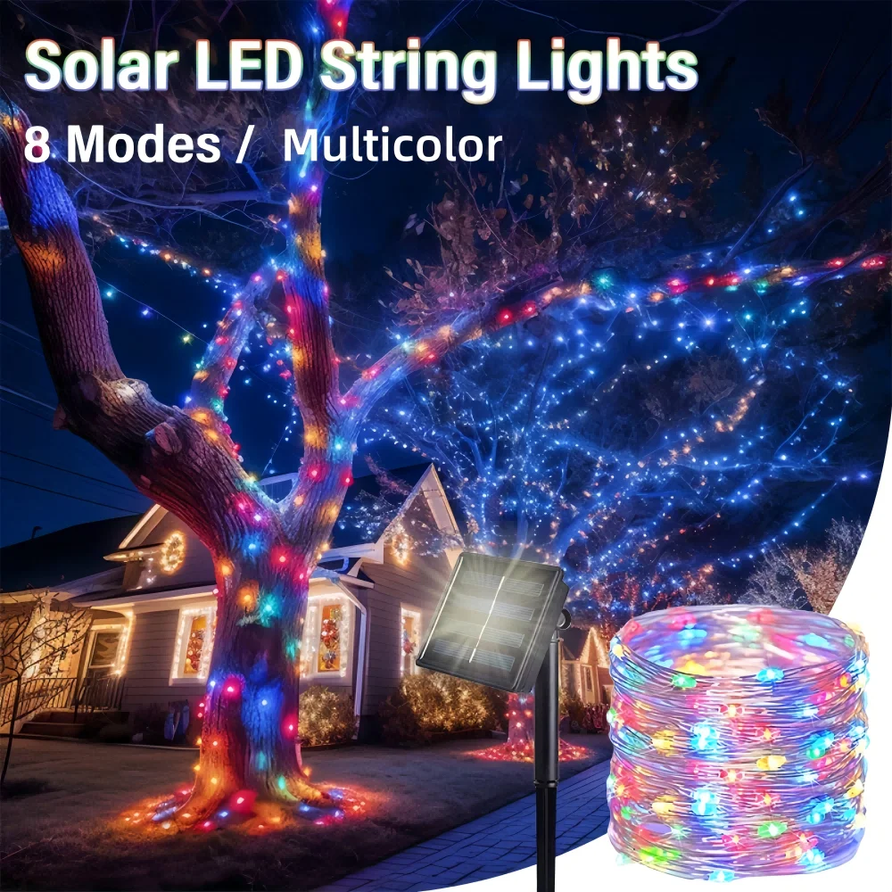 

1pc Colorful Solar String Lights - Multicolor Fairy Lights/Copper Wire Lights for Weddings Ramadan, Garden, Patio, Party,Islamic