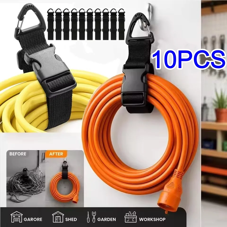 10/1PCS 45cm Adjustable Extension Cord Organizer with 3 Axis Buckle Heavy Duty Storage Strap for Workshop Garage Organization