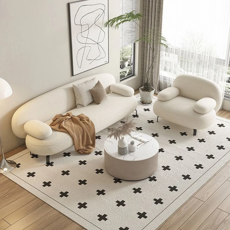 

Conference Lazy Living Room Sofas Minimalist Luxury Floor Lounge Sofas Individual Designer Hallway Wood Divano Home Furniture