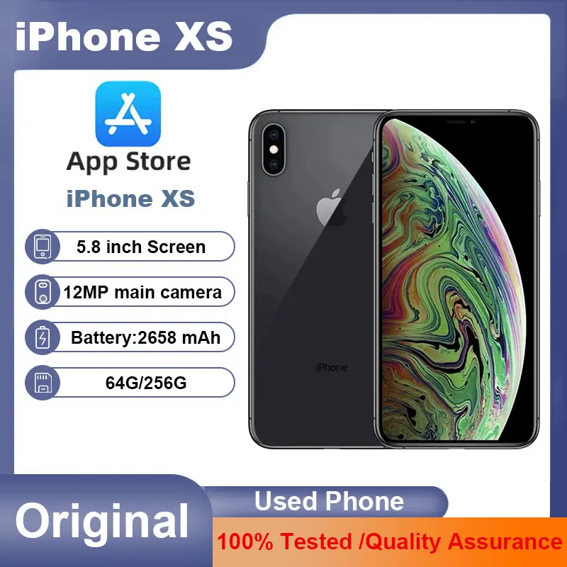 Original Apple iPhone XS Mobile phone Face ID 5.8" 4G LTE A12 4G RAM 64GB 256GB ROM Hexa Core Original Unlocked Used Cell Phone