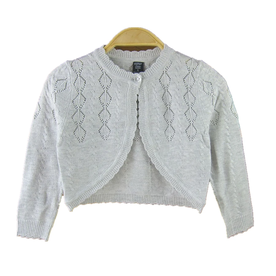 Chaqueta para niña de 0 a 4 años, cárdigan gris para bautismo, suéter rosa para bebé, 100% encogimiento de hombros de algodón para 1, 2, 3 y 4 años, ropa para bebé OGC 215407