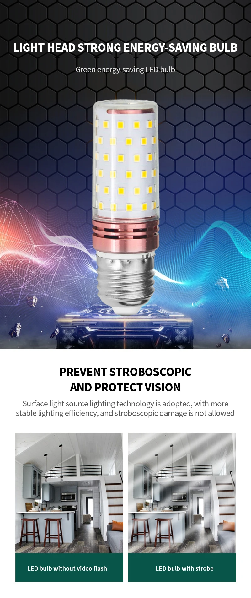 LED corn lamp head strong light bulb high light without shadow bubble European lamp replacement light source