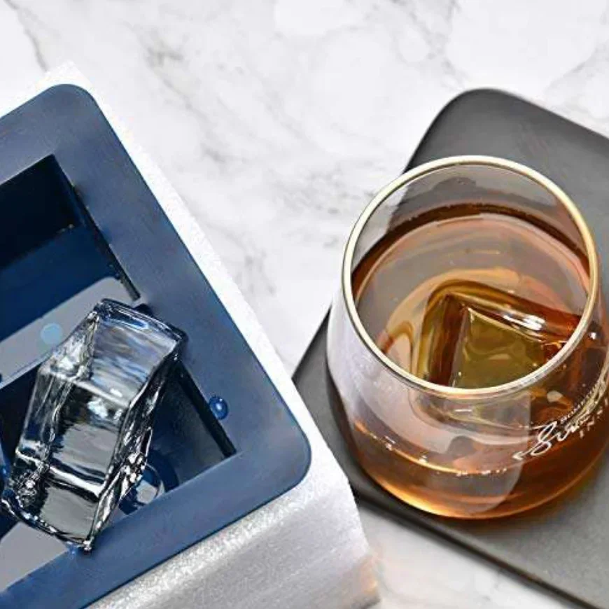 Whiskey Clear Crystal Plastic Silicone Cream Square Block Container Easy Release Modern Makers Silicone Ice Cube Mold Bucket Box