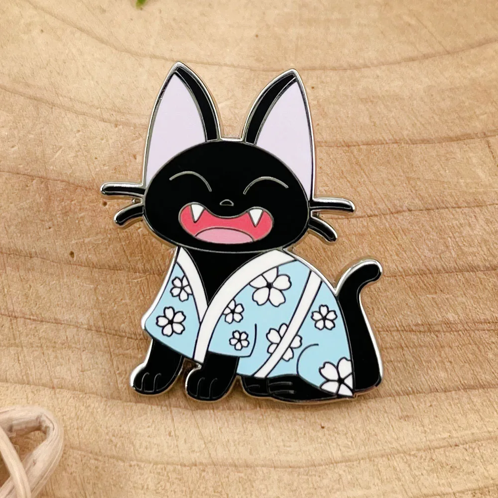 Cute Gigi The Baker Hard Enamel Pin Cartoons Animal Black Cat Brooch Anime Fans Collectible Badge Gift