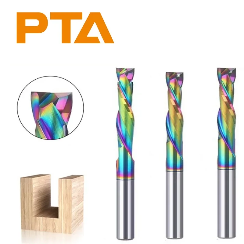 

Compression Router Bit 6mm/6.35mm CNC Milling Cutter Wood 2 Flute Spiral Cutter Carbide End Mill DLC Coating Woodworking Tool