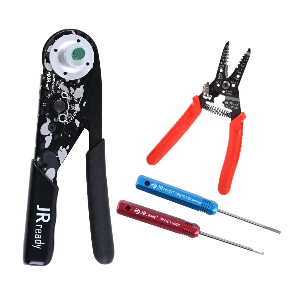 

JRready JST2109-DT1 Kit NEW-DT1 Crimp Tool(HDT-48-00 Equivalent) DRK-RT1-Hook DRK-RT1-Screwdriver ACT-WS30 Wire Stripper