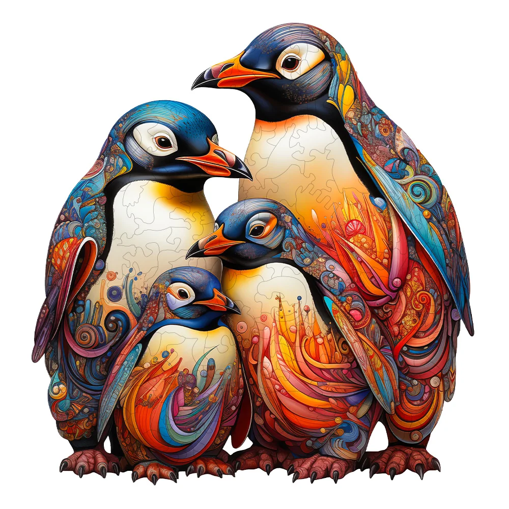 Puzzles en bois pingouin et animaux pour adultes et enfants – Jouets éducatifs de forme unique, cadeaux d'anniversaire et jeux familiaux