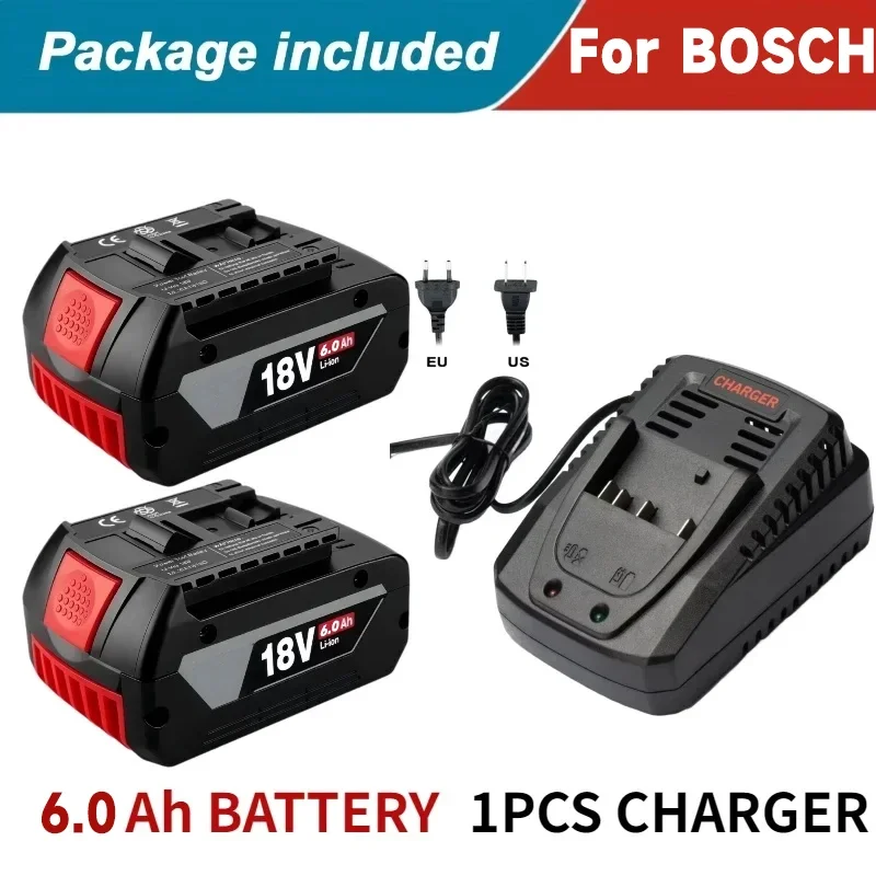 Batería Original Bosch de 18V 6.0Ah para Taladro Eléctrico, Batería Recargable de Iones de Litio de 18V 6.0Ah, BAT609, BAT618, BAT618G, BAT614