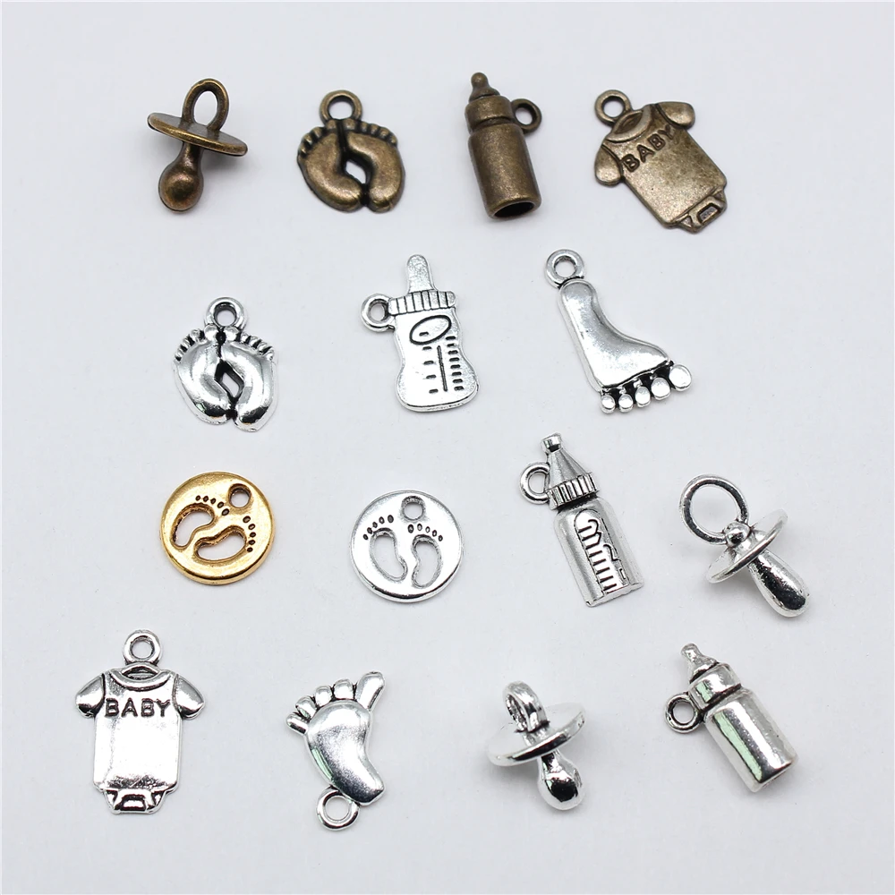 20 sztuk Charms dla dzieci smoczek dla dziecka stopy dziecka butelka do karmienia tworzenia biżuterii DIY rzemiosło dokonywanie ustaleń