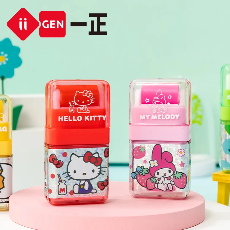 

2Pcs YiZHENG IIGEN YZ8100 Hello Kitty MyMelody Roller Eraser Creative Cartoon Kawaii Rubber Student Prize Stationery Supplies