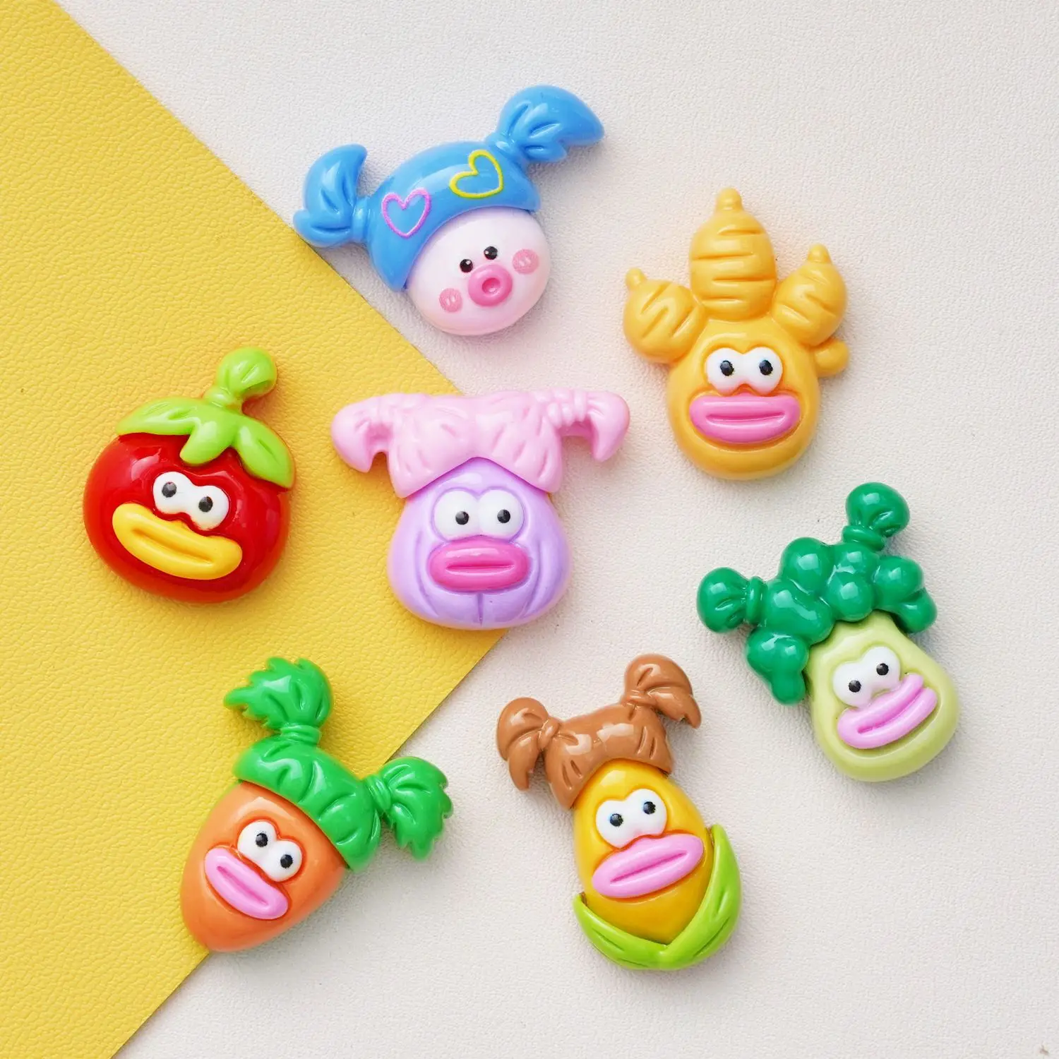 10PCS New vegetables ugly baby cartoon cream glue resin small accessories hairpin diy accessories pendant jewellery accessories