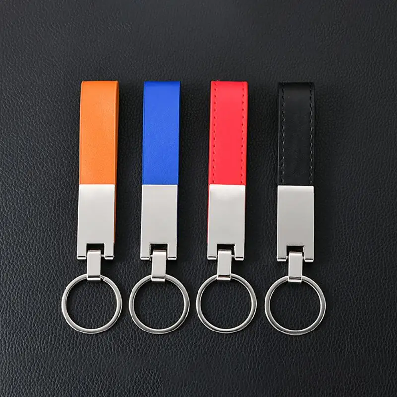 1pc Keychain Personalized Metal Leather Key Ring Car Accessories Gift