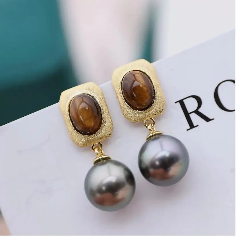 

Потрясающие висячие серьги с таитянским круглым черным зеленым жемчугом 10-11 мм 9-10 мм 925s