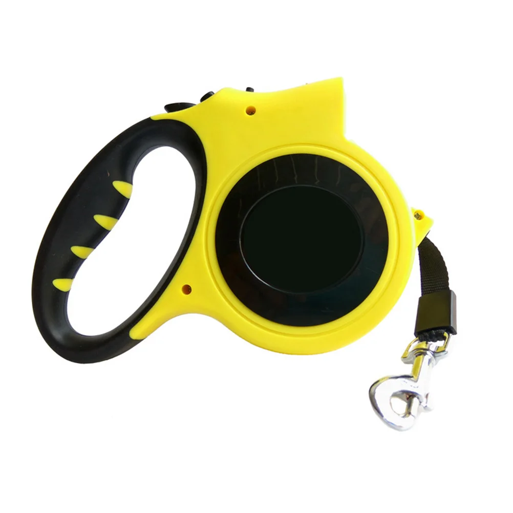 

Pet Dog Automatic Retractable Dog Leash Yellow Telescopic Traction Rope Large Handle Built-in LED Light One-Hand Control