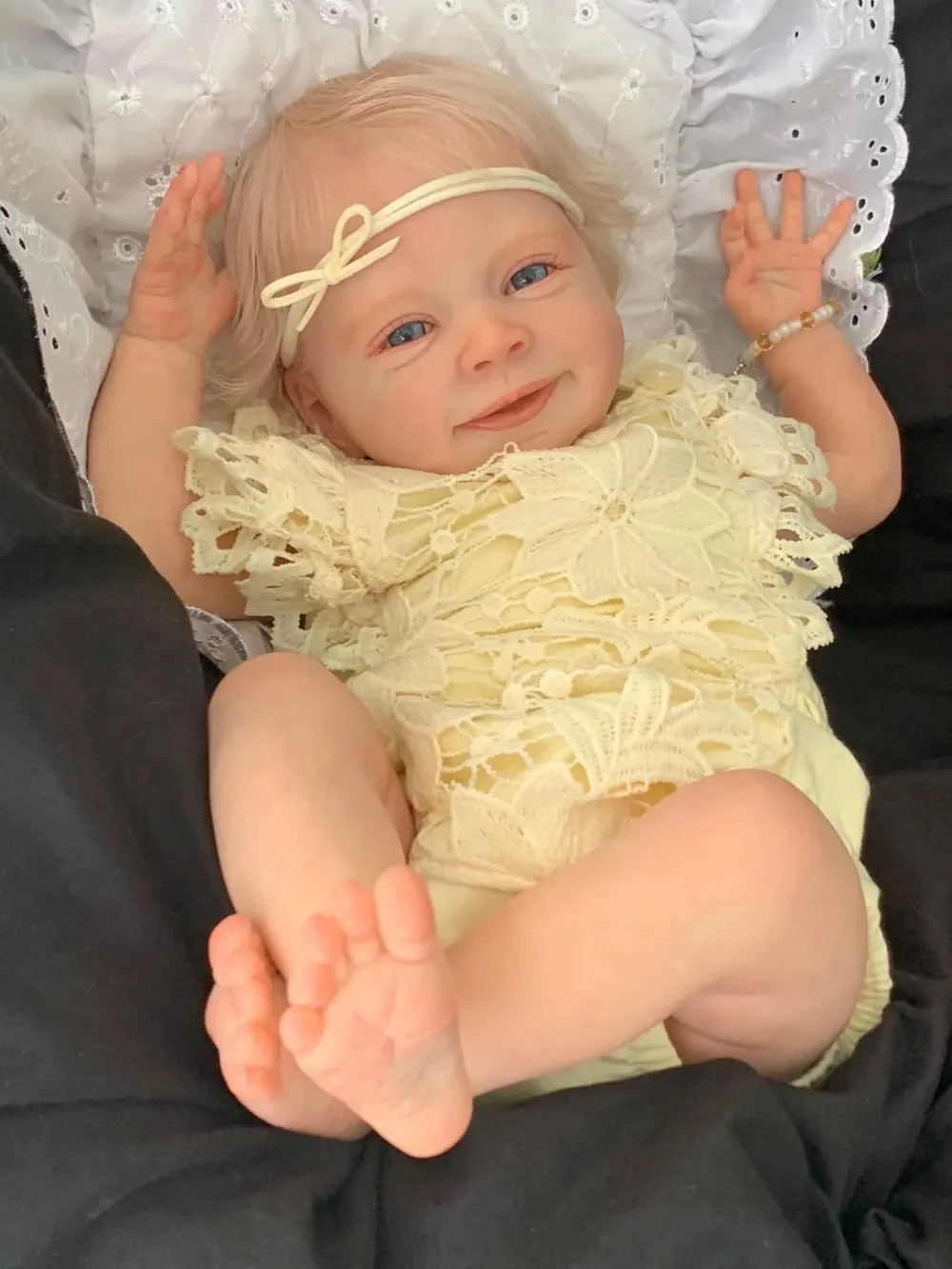 19inch Newborn Baby Sebastian Reborn Baby Size Handmade Realistic Baby Dolls 3D Painting Skin Blond Hair Visible Veins muñecas