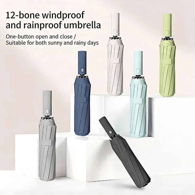 

Зонт с 12 усиленными косточками, подходит как для солнечных, так и для дождливых дней, полностью автоматический, для защиты от солнца и дождя.
