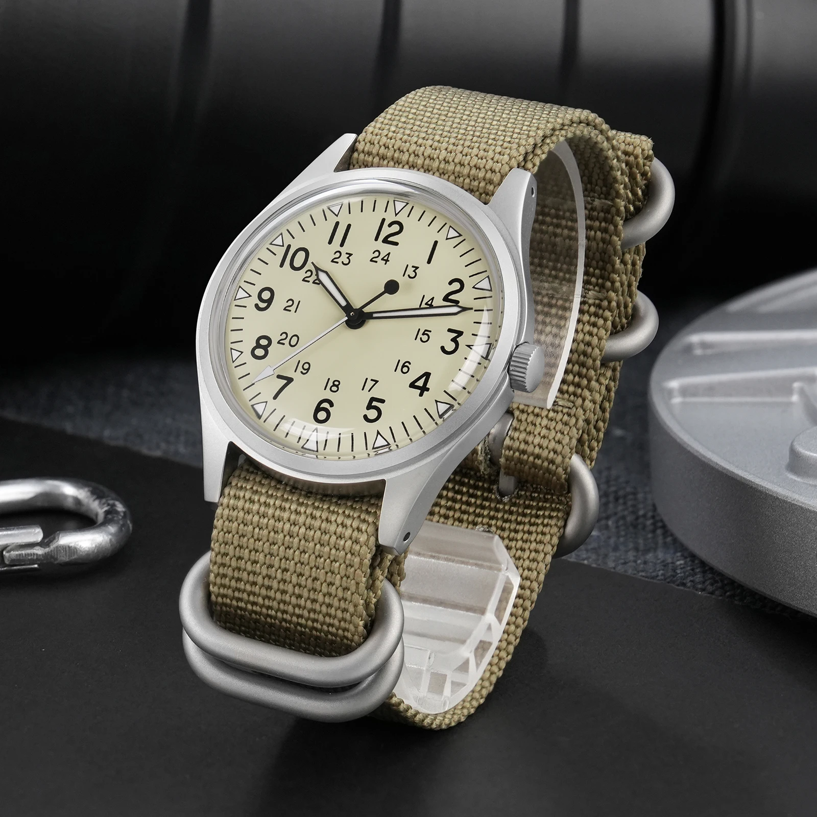 Militado ML07 Vintage Quartz Watch VH31 Movement Wristwatches Bubble Crystal With High Clear AR Coating Luminous 36mm Watches image 2