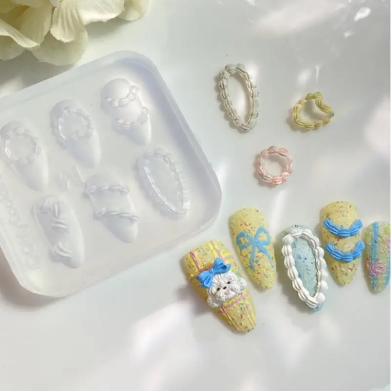 1개 케이크 크림 3D 실리콘 조각 주얼리 네일 몰드 DIY 디자인 네일 아트 장식 템플릿 (네일 참 장식 매니큐어용)
