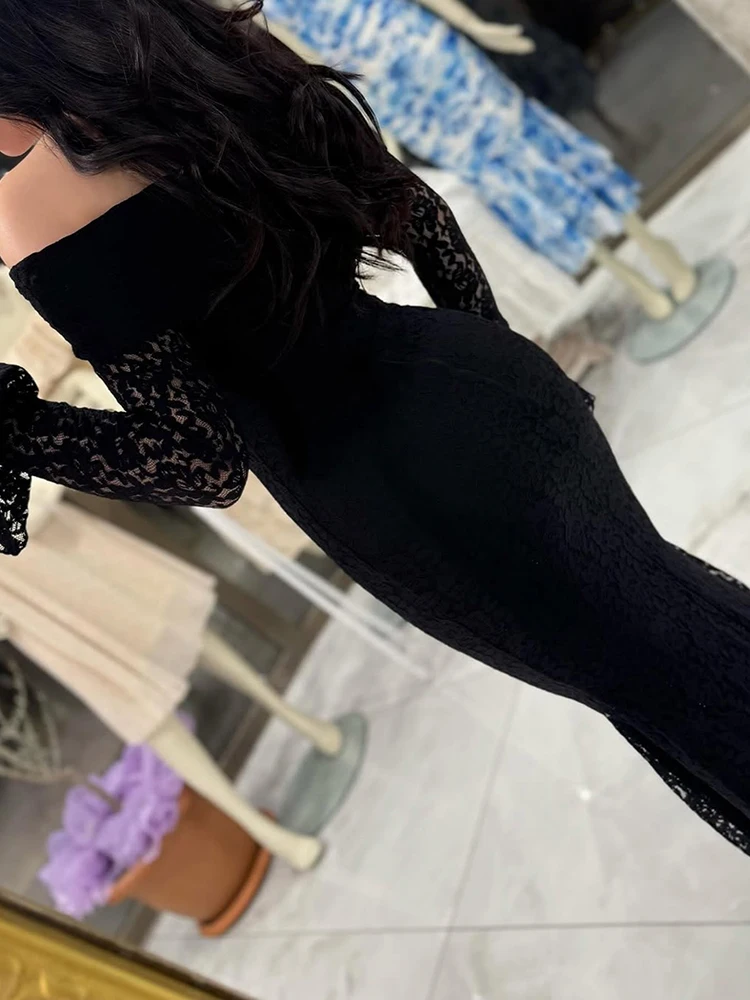 Temperamento sólido luxo banquete vestido elegante cintura alta envoltório quadris vestido de festa sexy slash colarinho renda bordado vestido de noite