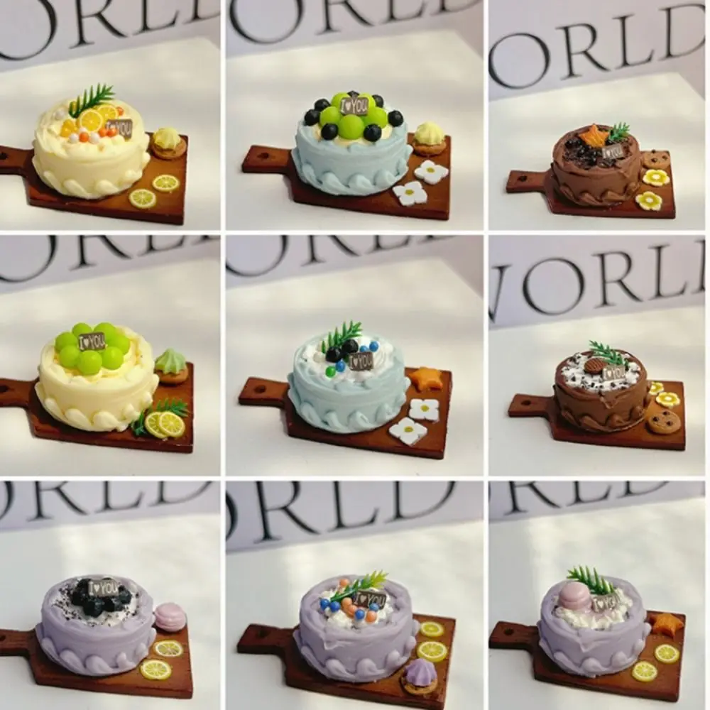 Creme modelo de bolo de frutas brinquedos simulação placa de corte modelo de bolo de frutas ornamentos artificial mini simulação brinquedo de cozinha