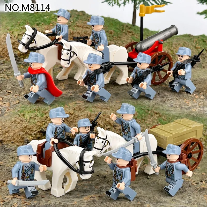 

Workers and Farmers Red Army troops Figure model White Horse Meigao children's building block toys Cross-border wholesale Eighth