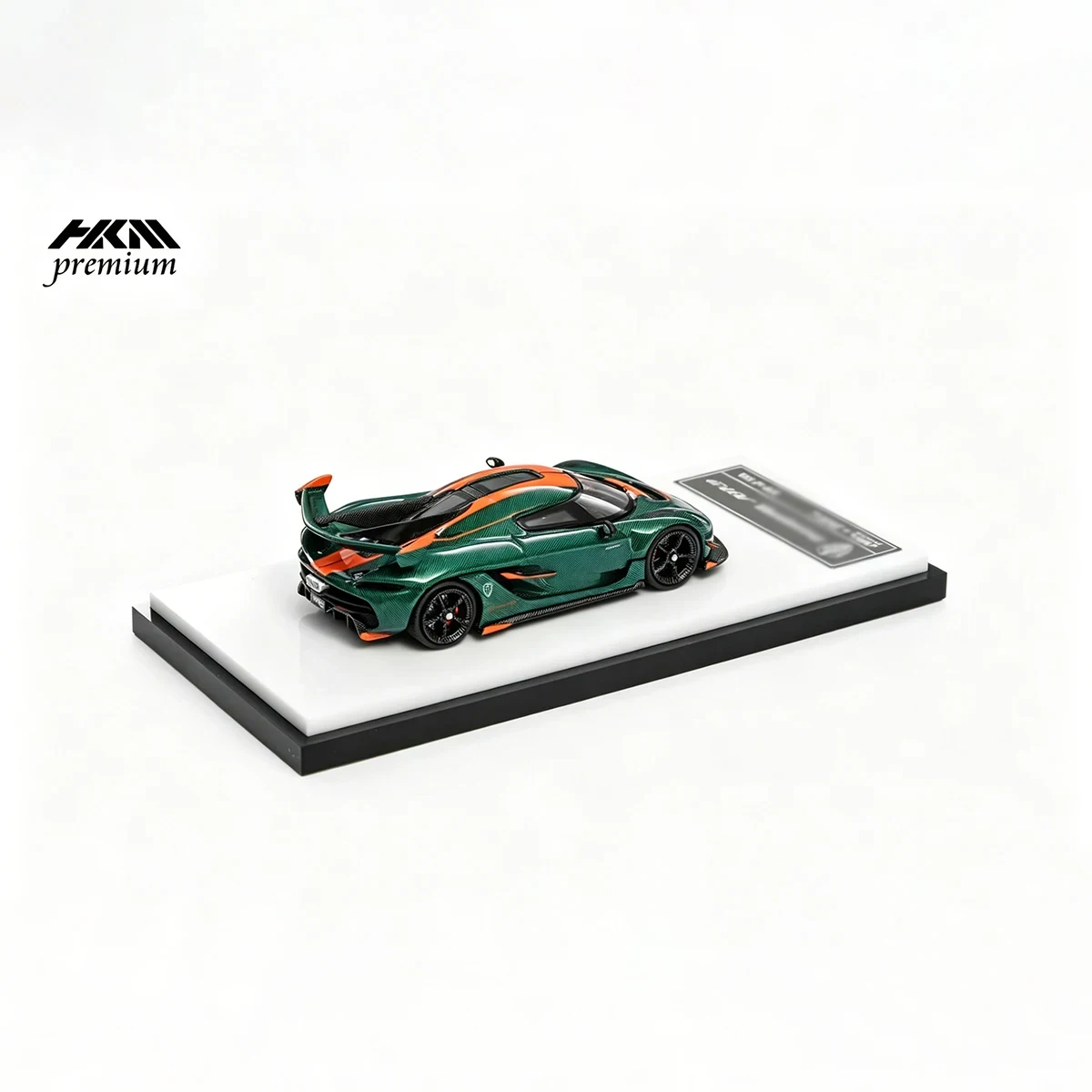 HKM Premium 1:64 Jesko Green Full Carbon With Orange Accent Strip Diecast Model Car In Stock