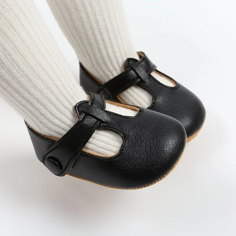 Spring Summer Autumn Kids Shoes T Strap Leather Shoes For Girls Boy Non-slip Toddlers Mary Janes Baby Children Buckle Strap Flat