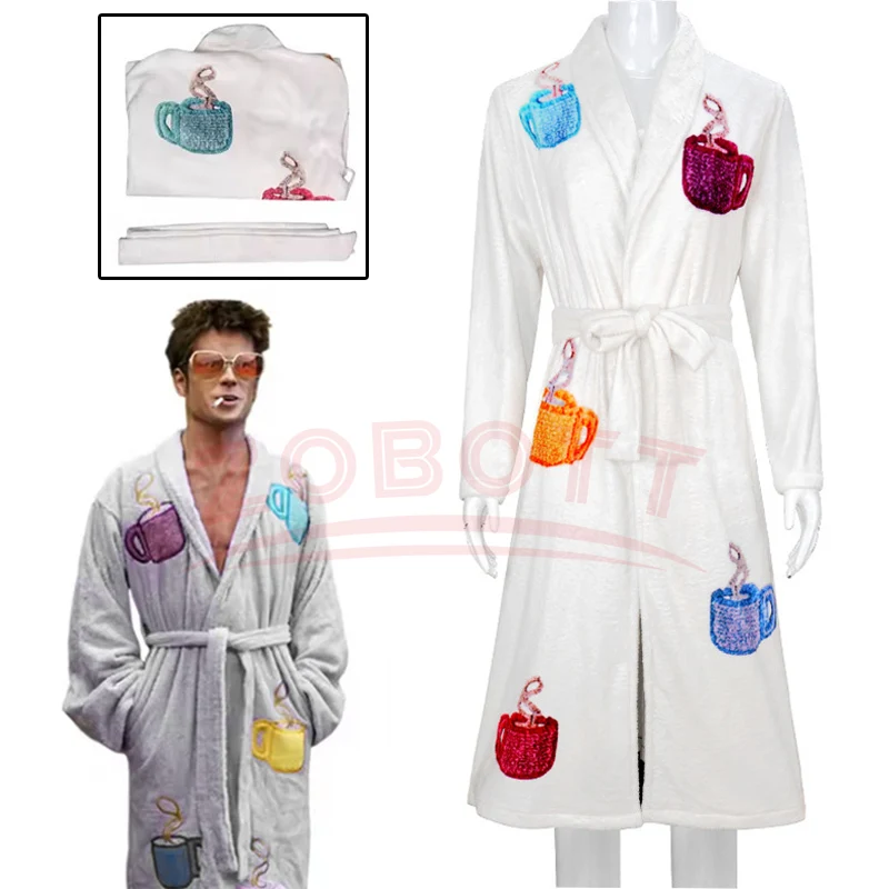 Fight Movie Club Fantasia The Narrator Cosplay Costume Men Flannel Bathrobe Belt Outfit Halloween Carnival Party Suit night-robe