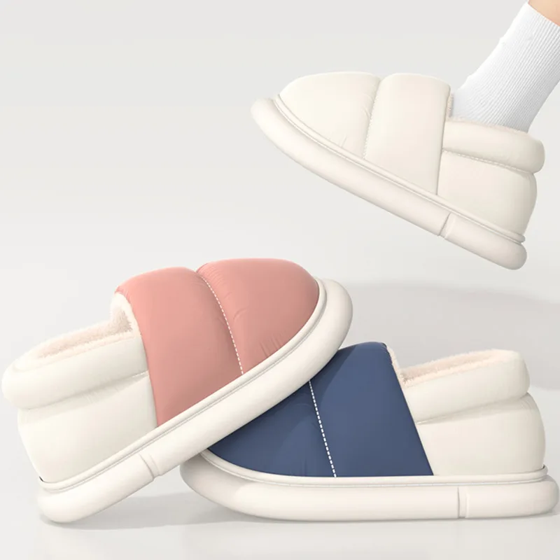

Уютные плюшевые тапочки на каблуке для новых мам — осень/зима 2025 года, водонепроницаемая и противоскользящая домашняя послеродовая обувь