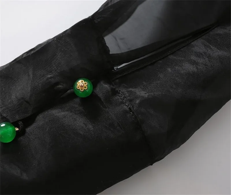 2025 neue Sommer Stehkragen Schwarze Bluse Frauen Mode Sexy Durchsichtig Seide Sonnenschutz Frauen Hemd Casual Weibliche Tops