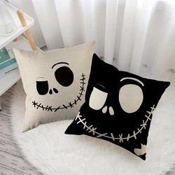 Hollow Skull Linen Square Throw Pillow Case Decorative Cushion Cover Pillowcover for Sofa 18