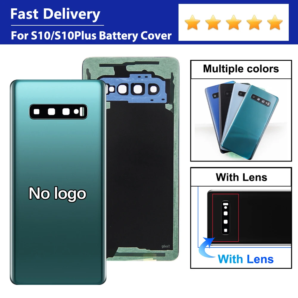 Image of Für Samsung S10 S10+ G975 G970 Akku-Glasrückseite Gehäuse Rückabdeckung Gehäusepanel Teile mit Kameralinse