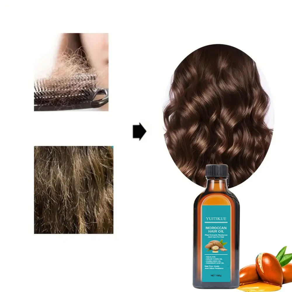 

YUITIKUE 100g Moroccan Hair Oil with Argan & Jojoba Multi-Plant Extracts for Smooth Frizz-Free & Healthy Hair