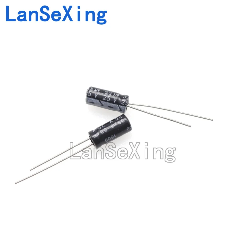 25v33uF aluminum electrolytic capacitor, volume 5 * 11, electronic components, inline aluminum capacitor, 25v, 33 microf