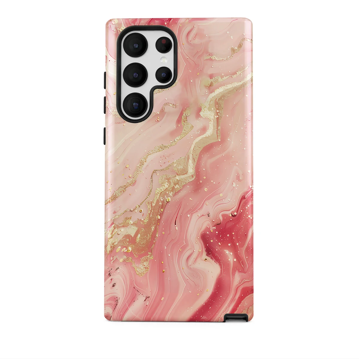 Phone Case for Samsung S25 S24 S23 S22 A55 A54 A16 Ultra PRO Plus FE 5G Pink Marble Pattern Hard Acrylic Shockproof Cover Funda