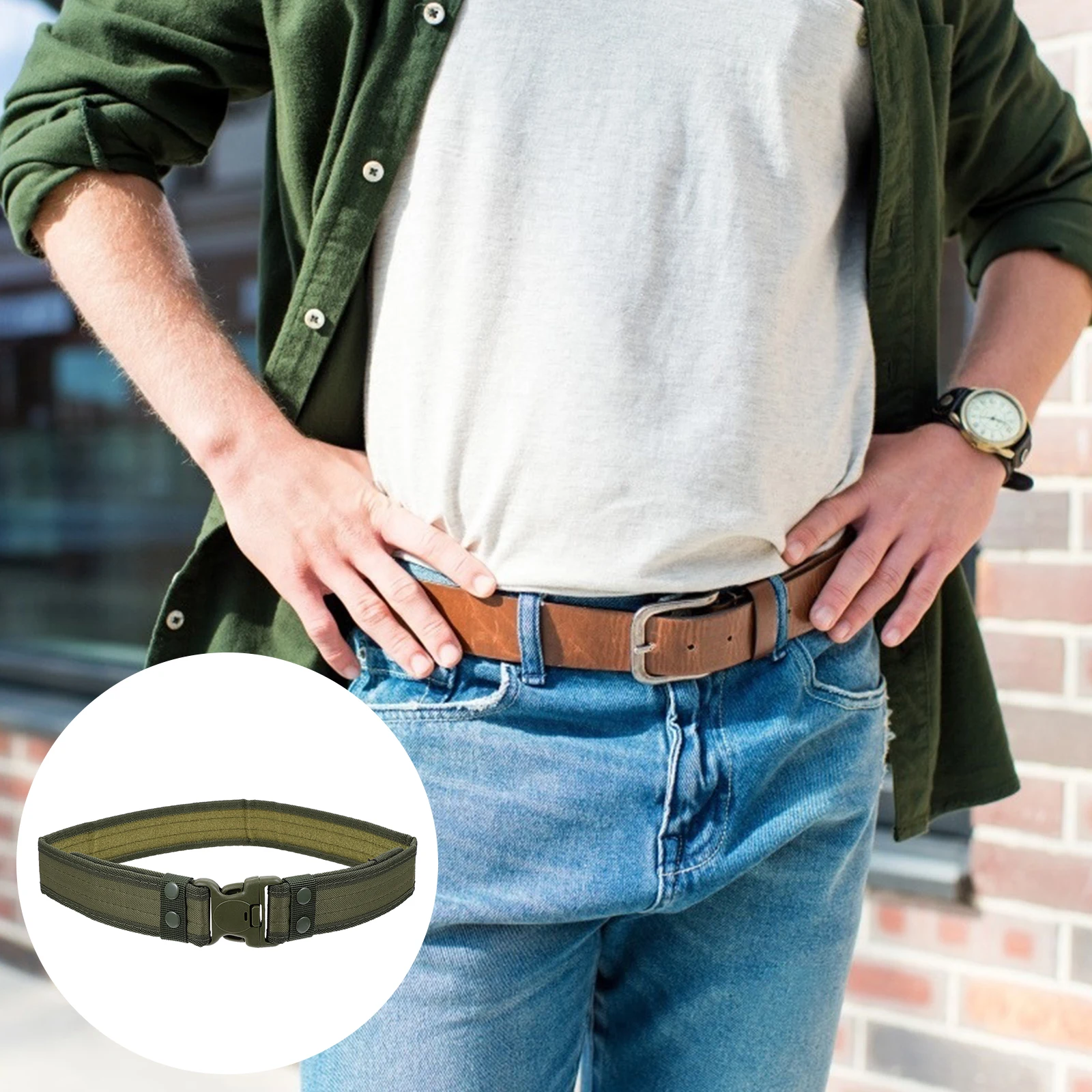 

1pc Style For Men Outdoor Waist Nylon Camouflage Training Belt Elastic Camping Belt Mountaineering Daily Use