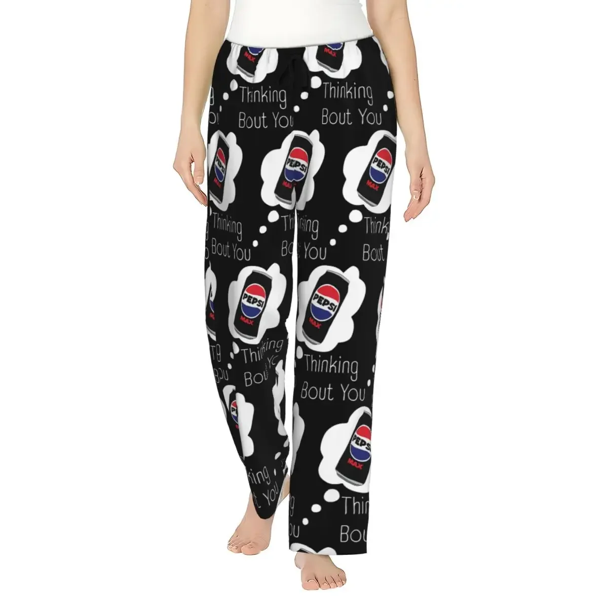 Pantalones de Pijama Personalizados con Estampado de Pepsi Max para Mujer, Pantalones de Dormir con Bolsillos